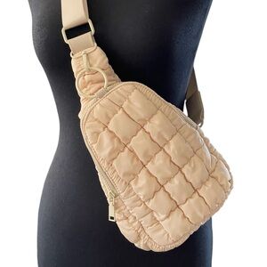 Urban Fit by Urban Expressions Cream Quilted Puffer Crossbody Bag Off-White